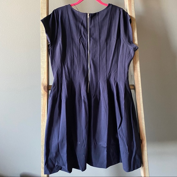 Navy Larry Levine Fit & Flare Ponte Dress - Picture 3 of 3